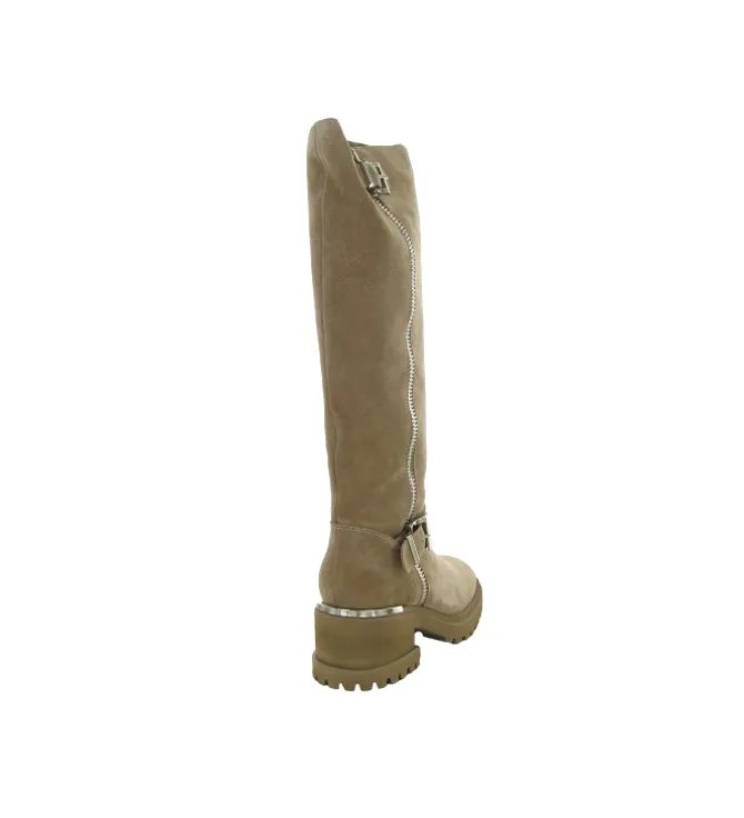 bottes - Motardes - femme - Cuir - Beige - Alma en pena