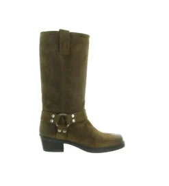 bottes - Motardes - femme - Cuir - Marron - Julie dee