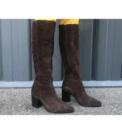 bottes - Santiag - femme - Nubuck - Marron - Carmen