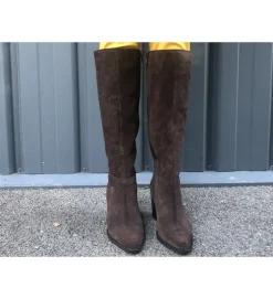bottes - Santiag - femme - Nubuck - Marron - Carmen