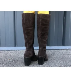 bottes - Santiag - femme - Nubuck - Marron - Carmen