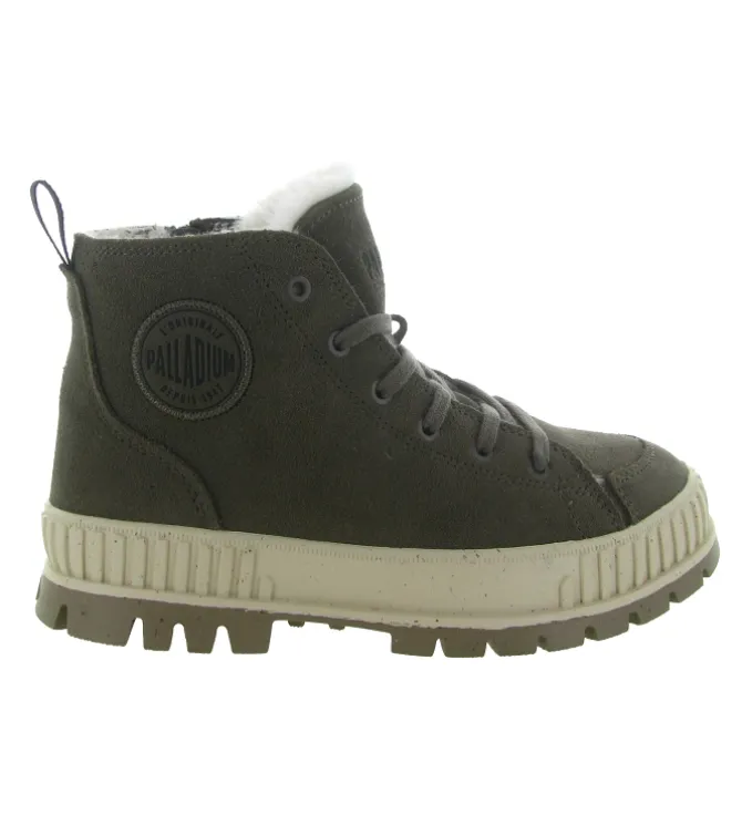 bottines et boots - Casual - femme - Cuir - Kaki - Palladium