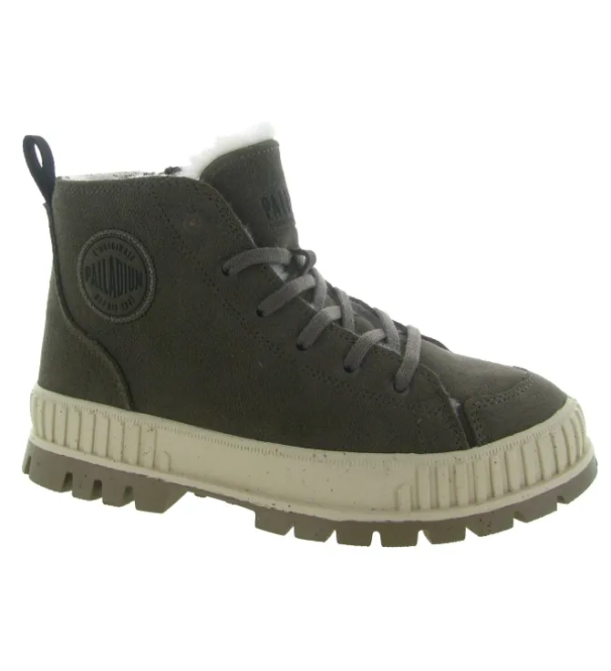 bottines et boots - Casual - femme - Cuir - Kaki - Palladium