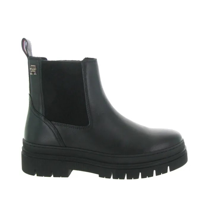 bottines et boots - Chelsea - femme - Cuir - Noir - Tommy hilfiger