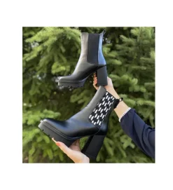 bottines et boots - Chelsea - femme - Cuir - Noir - Karl lagerfeld