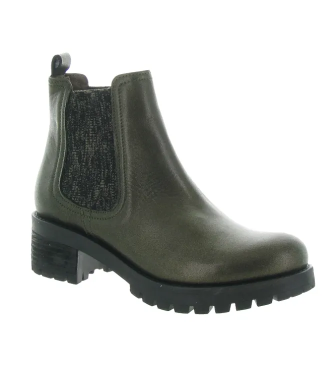 bottines et boots - Chelsea - femme - Cuir - Kaki - Minka design