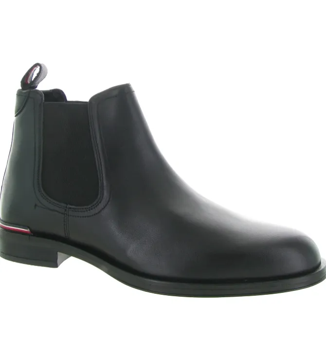 bottines et boots - Chelsea - homme - Cuir - Noir - Tommy hilfiger