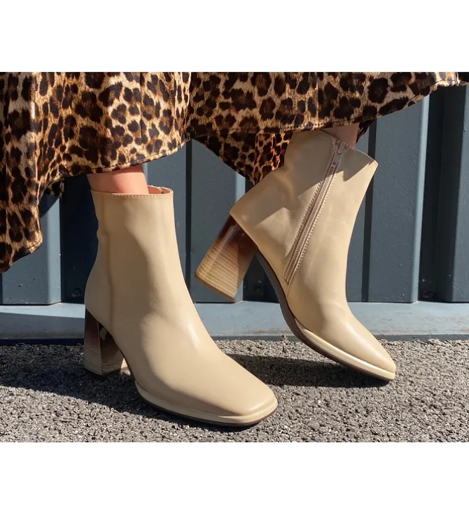 bottines et boots - Classique & Chic - femme - Cuir - Beige - Hispanitas