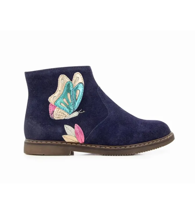 bottines et boots - - junior fille - Cuir - Bleu Marine - Pom d api