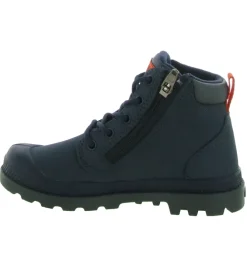bottines et boots - - junior garcon - Cuir - Bleu Marine - Palladium