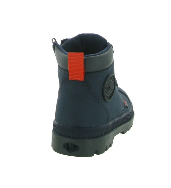 bottines et boots - - junior garcon - Cuir - Bleu Marine - Palladium