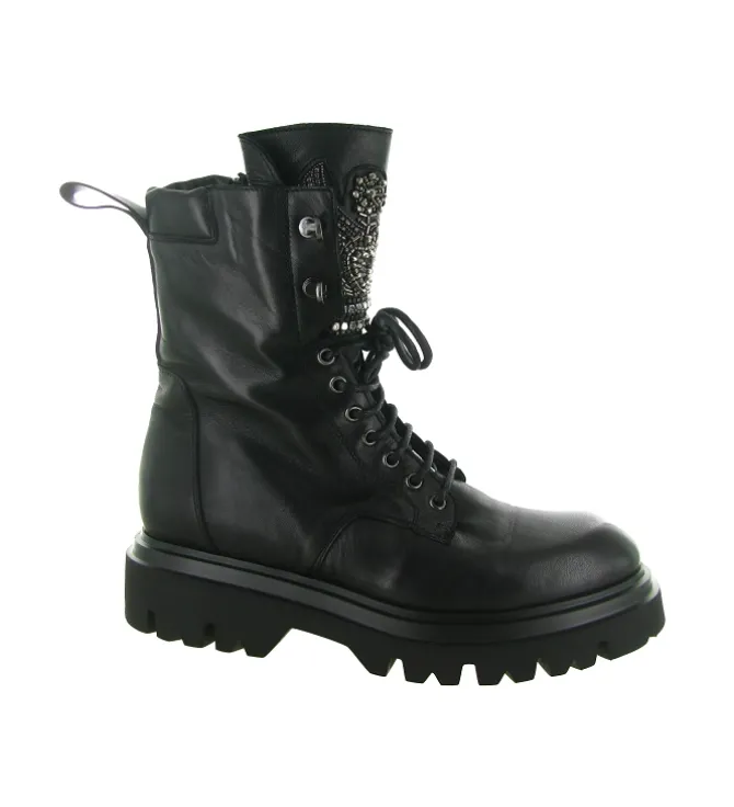 bottines et boots - Motardes - femme - Cuir - Noir - Fruit