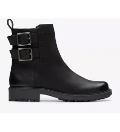 bottines et boots - Motardes - femme - Cuir - Noir - Clarks