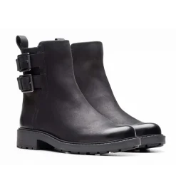 bottines et boots - Motardes - femme - Cuir - Noir - Clarks