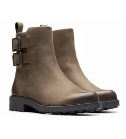 bottines et boots - Motardes - femme - Cuir - Marron - Clarks