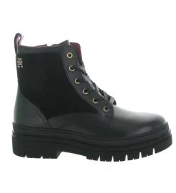 bottines et boots - Motardes - femme - Cuir - Noir - Tommy hilfiger