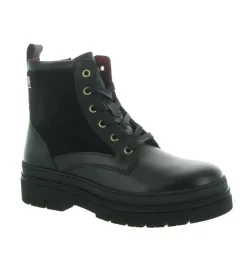 bottines et boots - Motardes - femme - Cuir - Noir - Tommy hilfiger