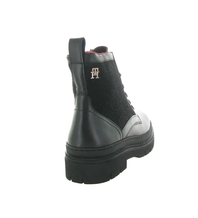 bottines et boots - Motardes - femme - Cuir - Noir - Tommy hilfiger