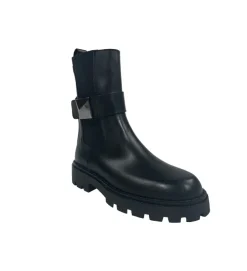 bottines et boots - Motardes - femme - Cuir - Noir - Alpe