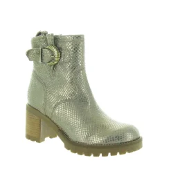 bottines et boots - Motardes - femme - Cuir laminé - Or - Minka design