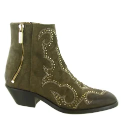 bottines et boots - Santiag - femme - Nubuck - Kaki - La bottega di lisa
