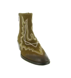 bottines et boots - Santiag - femme - Nubuck - Beige - La bottega di lisa