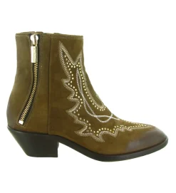 bottines et boots - Santiag - femme - Nubuck - Beige - La bottega di lisa