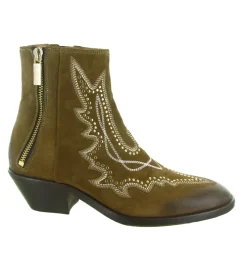 bottines et boots - Santiag - femme - Nubuck - Beige - La bottega di lisa