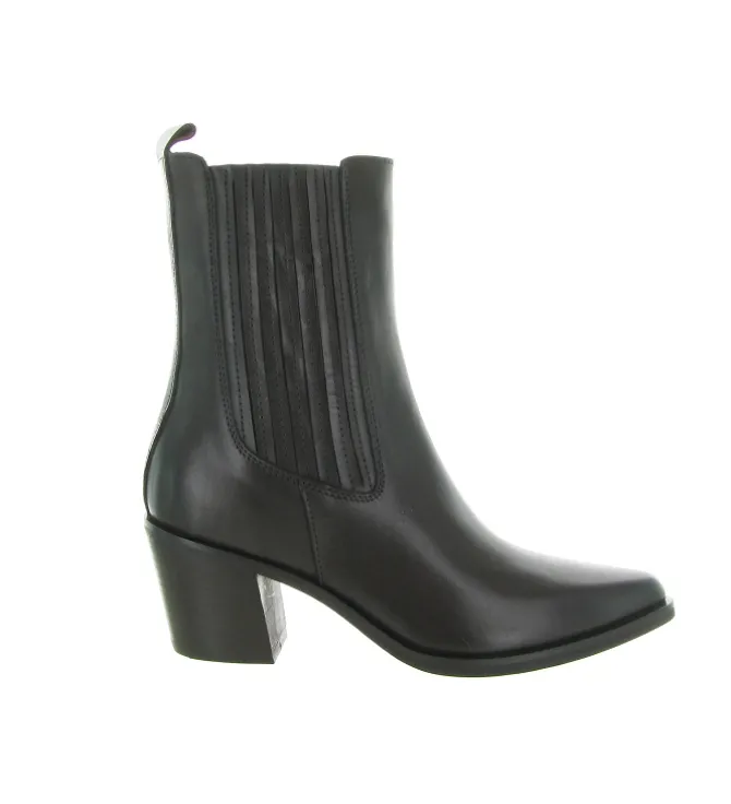 bottines et boots - Santiag - femme - Cuir - Noir - Julie dee