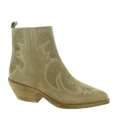 bottines et boots - Santiag - femme - Cuir - Beige - Alpe