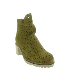 bottines et boots - Santiag - femme - Nubuck - Kaki - Minka design