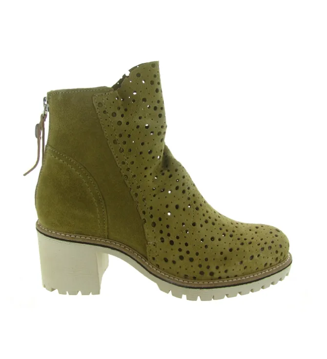 bottines et boots - Santiag - femme - Nubuck - Kaki - Minka design