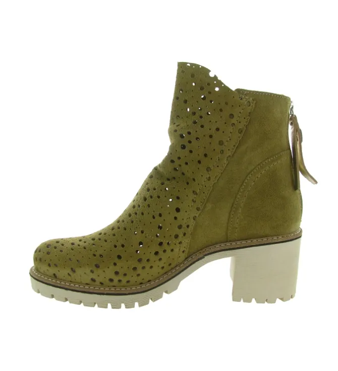 bottines et boots - Santiag - femme - Nubuck - Kaki - Minka design