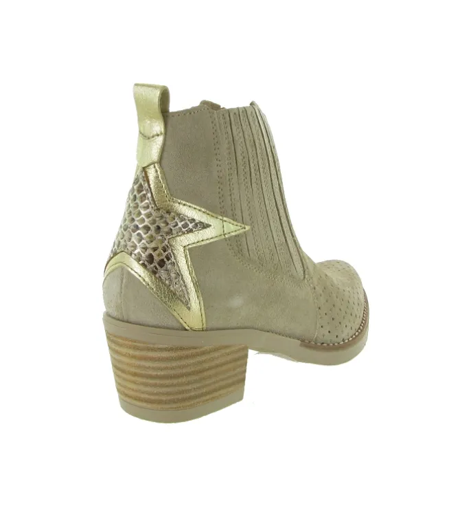 bottines et boots - Santiag - femme - Nubuck - Beige - Minka design