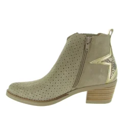 bottines et boots - Santiag - femme - Nubuck - Beige - Minka design