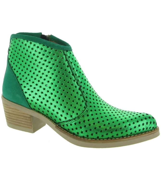 bottines et boots - Santiag - femme - Nubuck - Vert - Minka design