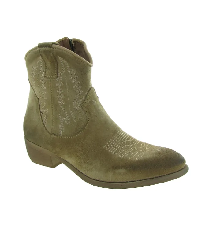 bottines et boots - Santiag - femme - Nubuck - Gris - Zoe