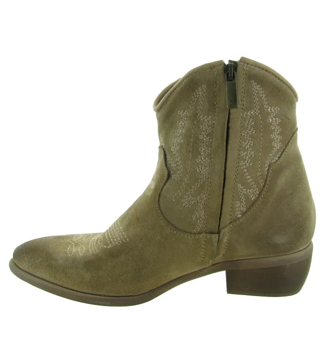 bottines et boots - Santiag - femme - Nubuck - Gris - Zoe