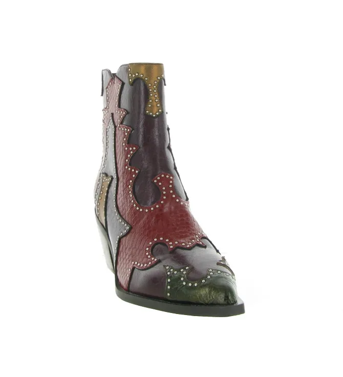 bottines et boots - Santiag - femme - Synthétique - Bordeaux - Noa harmon