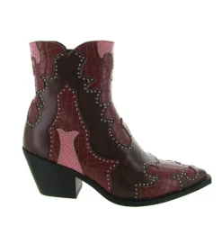 bottines et boots - Santiag - femme - Synthétique - Bordeaux - Noa harmon