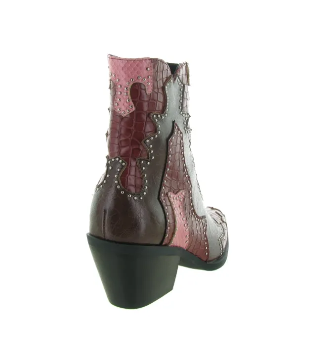 bottines et boots - Santiag - femme - Synthétique - Bordeaux - Noa harmon
