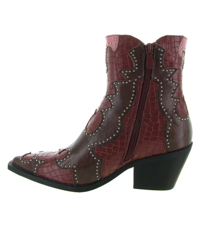 bottines et boots - Santiag - femme - Synthétique - Bordeaux - Noa harmon