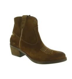 bottines et boots - Santiag - femme - Cuir - Marron - Minka design