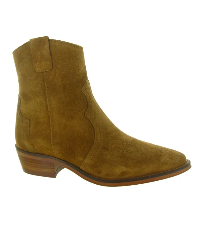 bottines et boots - Santiag - femme - Nubuck - Camel - Alpe