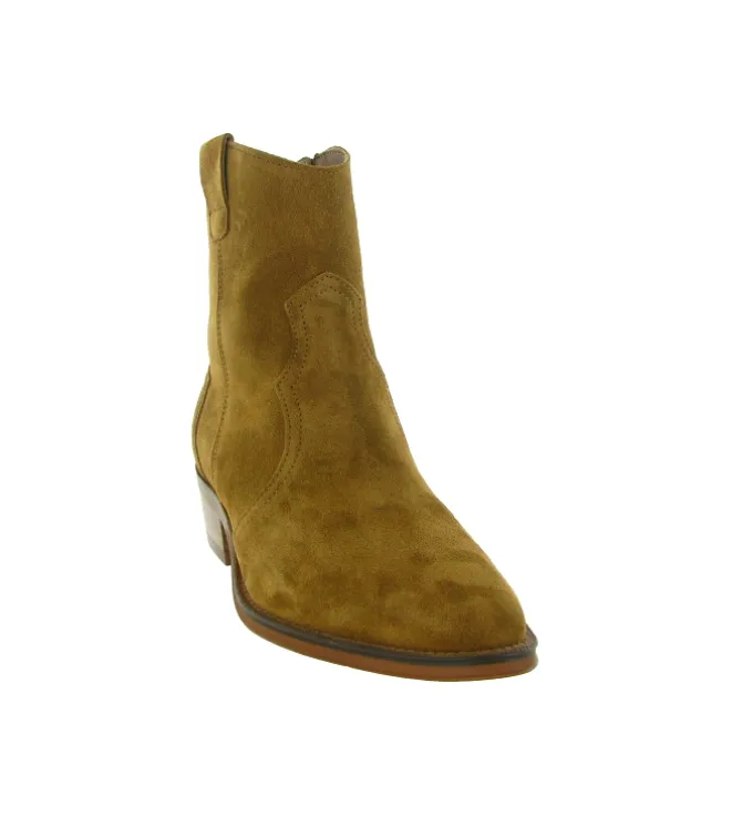 bottines et boots - Santiag - femme - Nubuck - Camel - Alpe