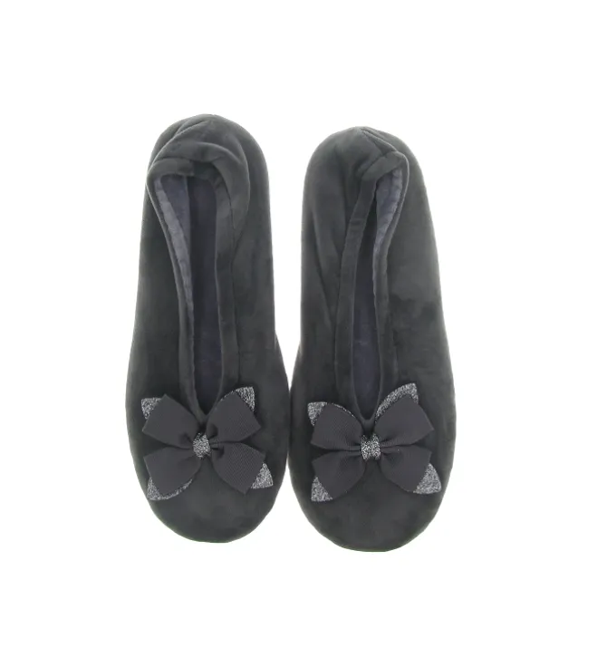 chaussons et pantoufles - Ballerines - femme - Toile - Anthracite - Isotoner