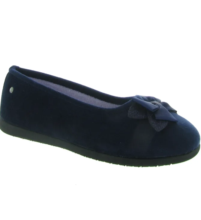 chaussons et pantoufles - Ballerines - femme - Toile - Bleu - Isotoner
