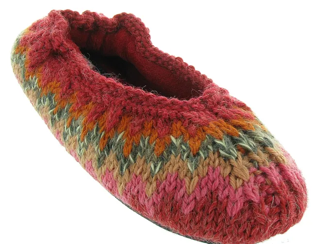 chaussons et pantoufles - Ballerines - femme - Toile - Rouge - Ruby brown