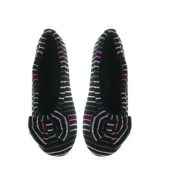 chaussons et pantoufles - Ballerines - femme - Toile - Noir - Isotoner