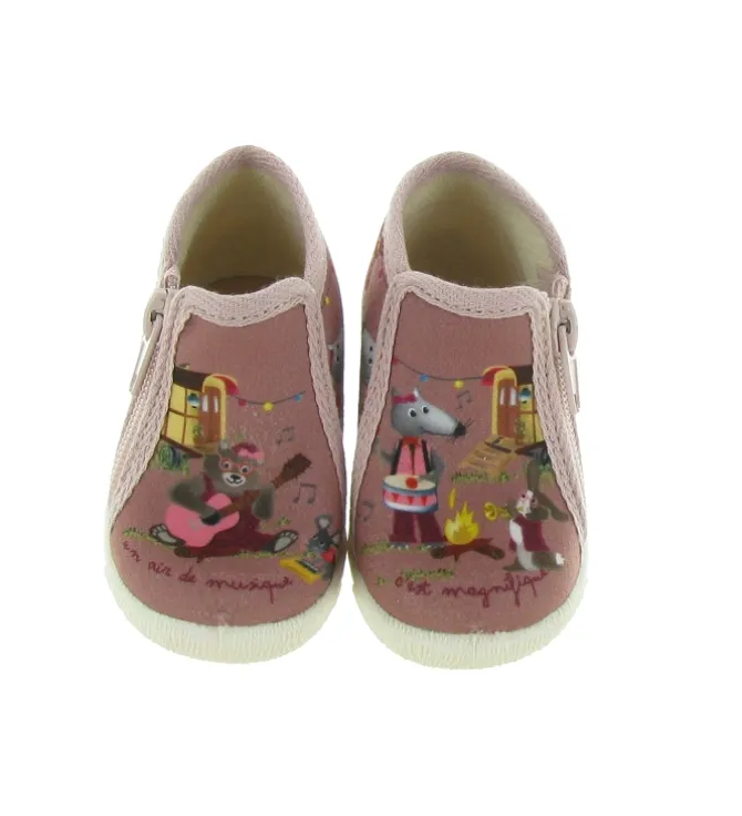 chaussons et pantoufles - - bebe fille - Toile - Rose - Bellamy